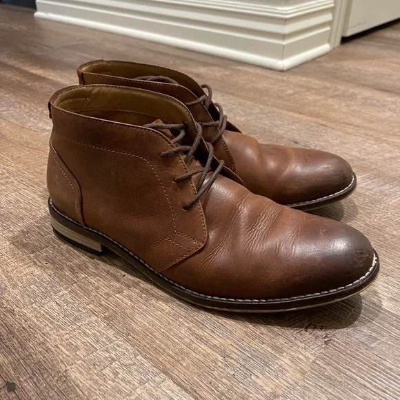 Like New! Aston Grey Men\'s Brown Tan Leather Zip Boots Aston Grey Helani Brown Leather Zipper Boots Mens Size 13 | eBay main image 3